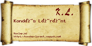 Kondás Lóránt névjegykártya