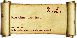 Kondás Lóránt névjegykártya
